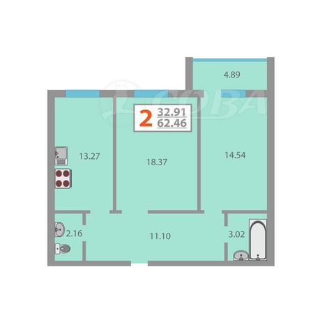 2 комнатная квартира  в Восточном 2 мкрн., ул. Широтная, 217, ЖК «Квартет», г. Тюмень