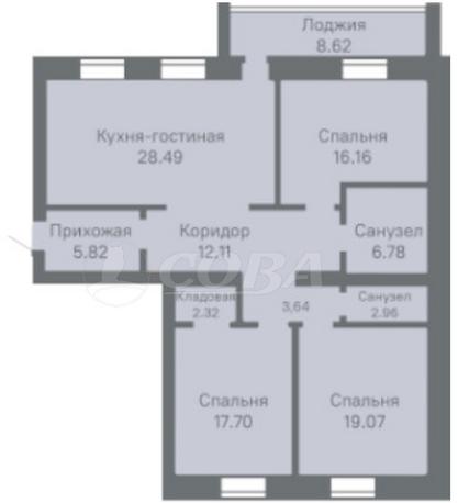 3 комнатная квартира  в новом доме,  в Заречном 5 мкрн., ЖК «Ария», г. Тюмень
