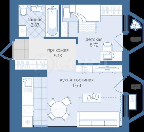 1 комнатная квартира  в новом доме,  в районе Комарово, ЖК «Скандиа. Квартал  в Комарово», г. Тюмень