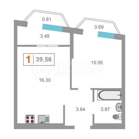 1 комнатная квартира  в новом доме,  в районе Комарово, ЖК «Скандиа. Квартал  в Комарово», г. Тюмень