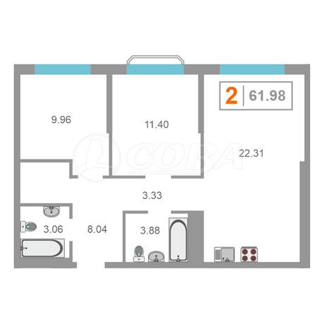 2 комнатная квартира  в новом доме,  в районе Комарово, ЖК «Скандиа. Квартал  в Комарово», г. Тюмень