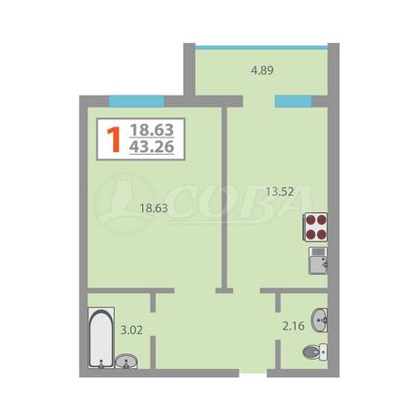 1 комнатная квартира  в районе Войновка, ул. Широтная, 217, ЖК «Квартет», г. Тюмень