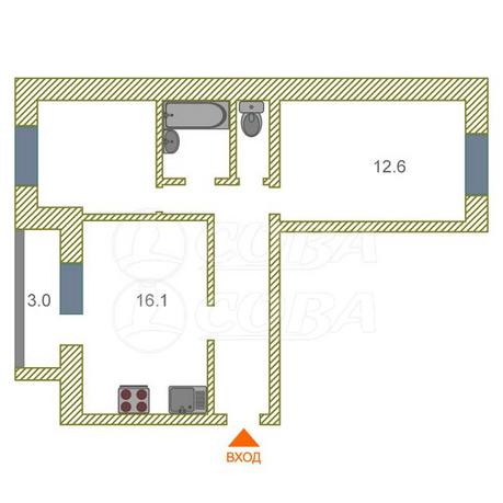 3 комнатная квартира  в районе Южный 2/ Чаплина, ул. Николая Чаплина, 119, г. Тюмень