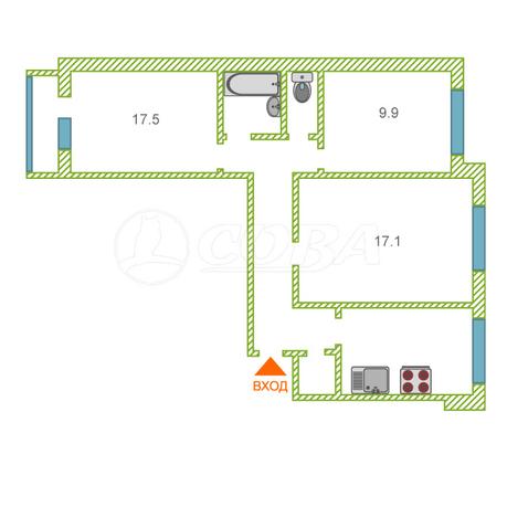 3 комнатная квартира  в районе Южный 2/ Чаплина, ул. Николая Чаплина, 123, г. Тюмень
