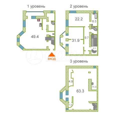 3 комнатная квартира  в районе Дома печати, ул. Елецкая, 13, г. Тюмень
