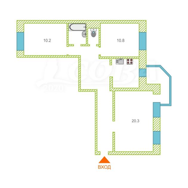 3 комнатная квартира  в районе Южный 2/ Чаплина, ул. Николая Чаплина, 113, г. Тюмень