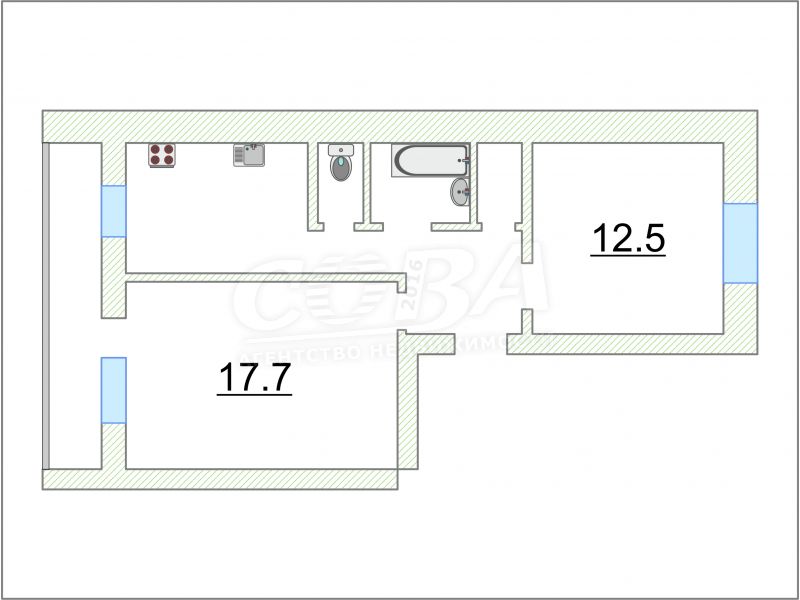 2 комнатная квартира  в районе Войновка, ул. Таллинская, 2А, г. Тюмень