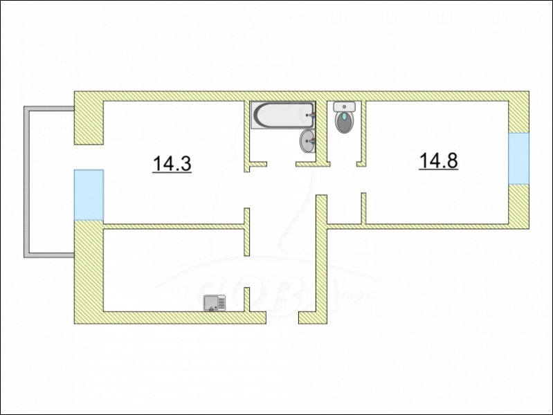 2 комнатная квартира  в районе Дом Обороны: Авторемонтная, ул. Курортная, 53, г. Тюмень
