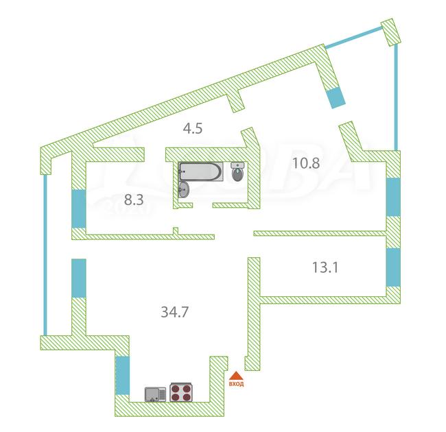 3 комнатная квартира  в районе Центр: Дом печати, ул. Северная, 3, г. Тюмень