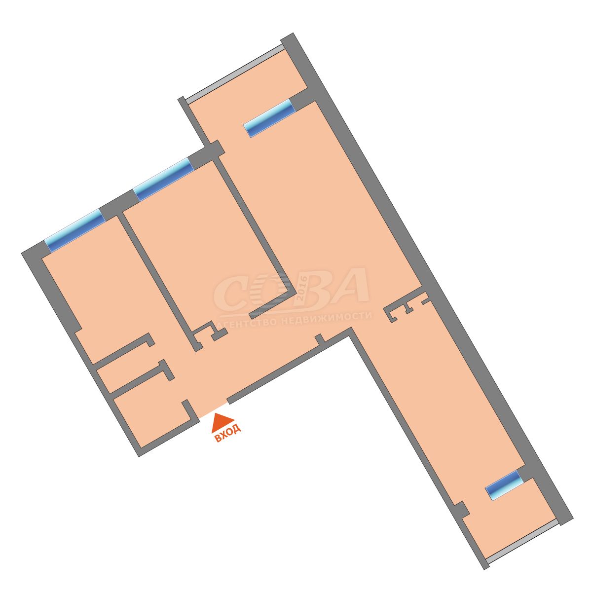 3 комнатная квартира  в районе Нагорный Тобольск, ул. 6-й микрорайон, 19, г. Тобольск