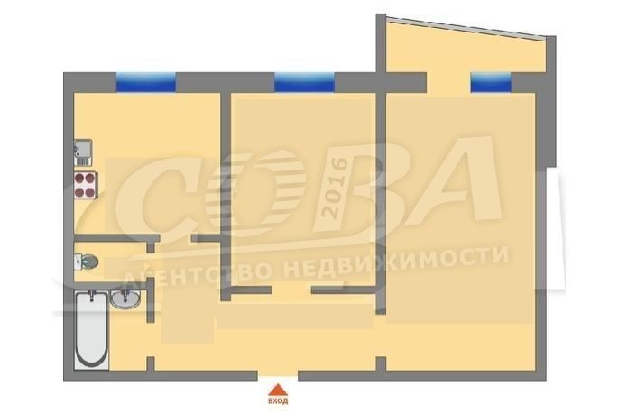 2 комнатная квартира  в 4 микрорайоне, ул. Николая Федорова, 1, г. Тюмень