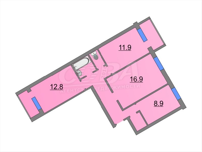 3 комнатная квартира  в районе Лесобаза (Тура), ул. Домостроителей, 12А, г. Тюмень